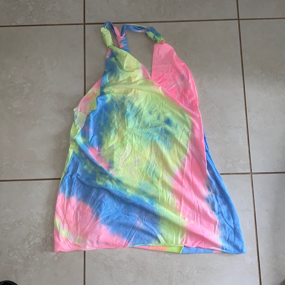 Tie dye festival halter dress